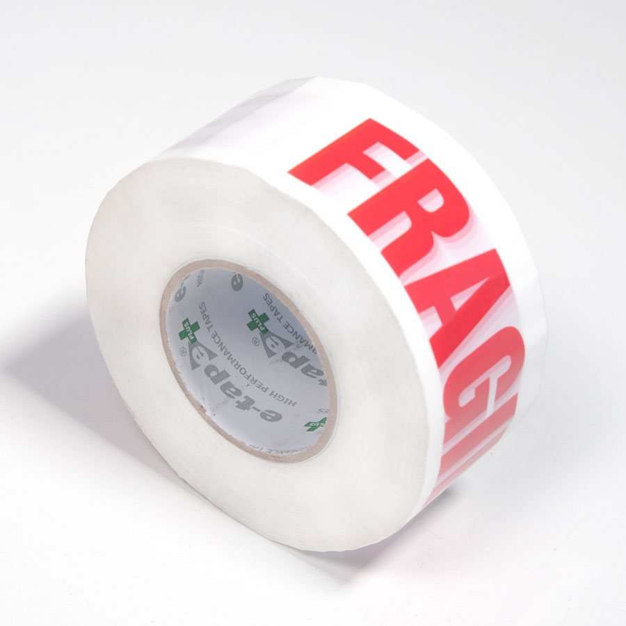 Fragile Printed E-Tape Plus 48mm x 150m Printed - Red on White