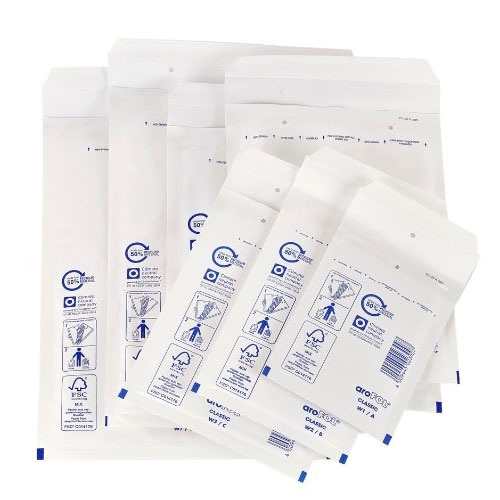 aroFOL® Padded Envelopes Size 1 - 100mm x 165mm White